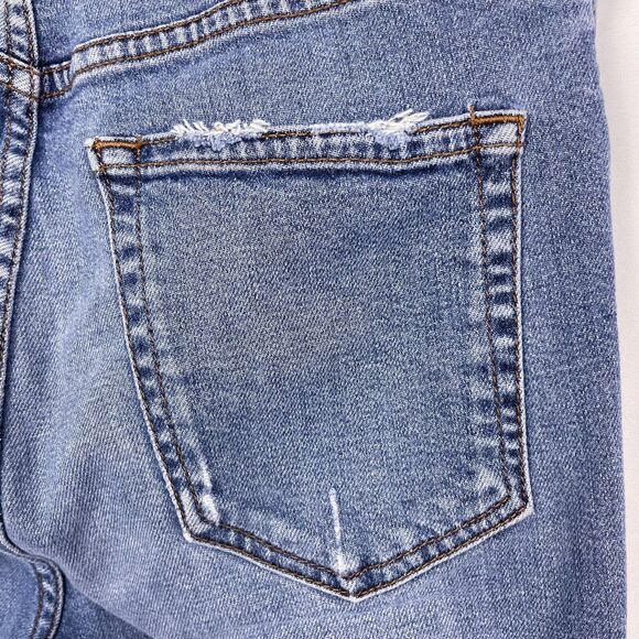 Reformation Jeans Size 27 Blue Denim High & Skinny Rhine Wash Distressed Biker - Picture 11 of 16